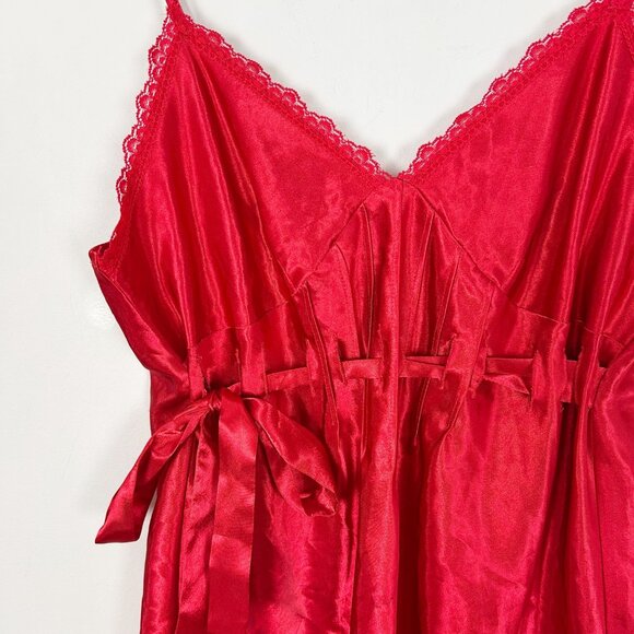 Vintage Y2K Chanteuse Red Lace Pleated Cami Tank Top Size Medium Women's - Picture 2 of 4